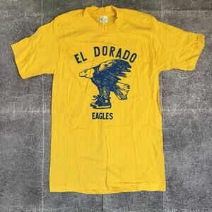 Men's Vintage 70's Belton El Dorado Eagles Old English Yellow T Shirt Tee Sz M